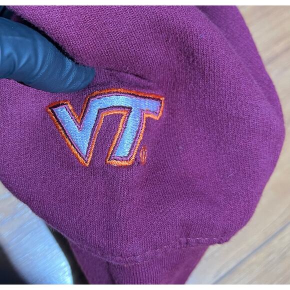 VT Virginia Tech Hokies Embroidered Maroon XL Hoodie Sweatshirt Front Pocket - Picture 8 of 11